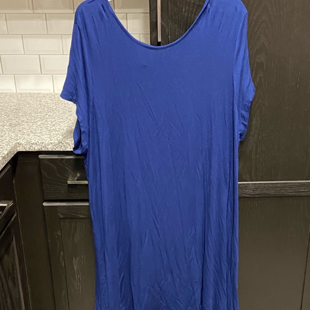 Blue short sleeve swing dress